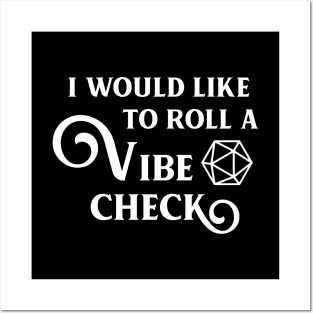I Roll for a Vibe Check D20 Dice Posters and Art